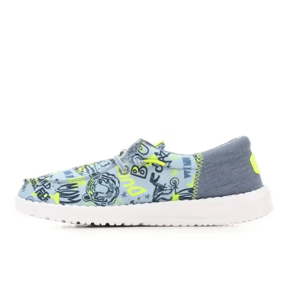 Hey Dude Wally Funk Graffiti Mix 42627-425 Toddler Blue Casual Shoes UWU1041